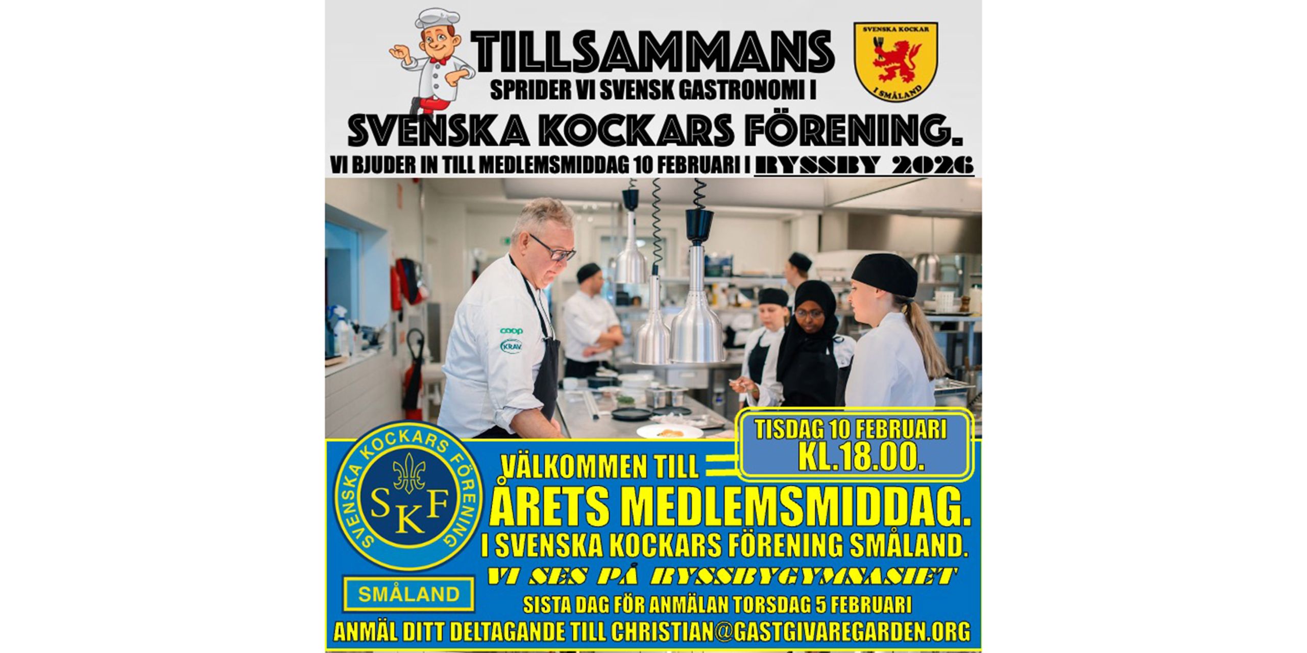 AFFISCH MEDLEMSMIDDSAG TISDAG 10 FEBRUARI RYSSBY kopiera